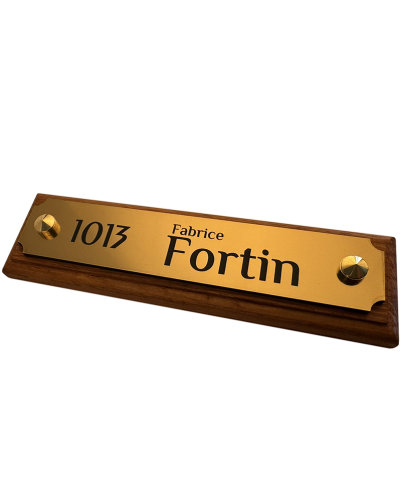 Plaque Maison Or Brossé Personnalisée 186x37 mm