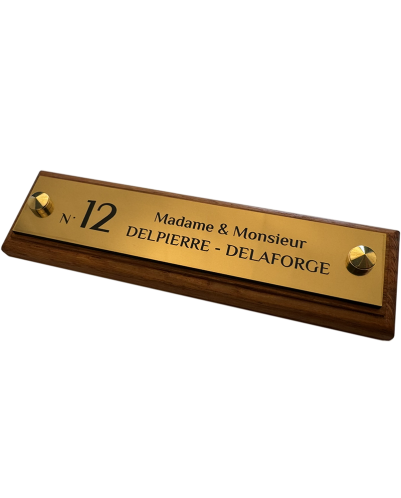 Plaque Maison Or Brossé Personnalisée 186x37 mm
