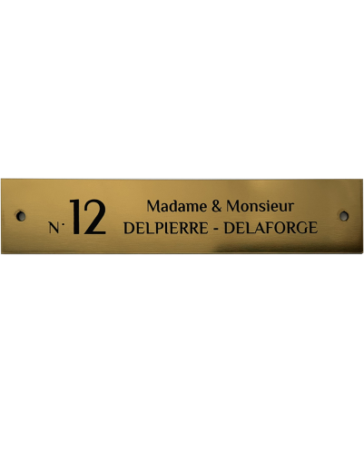 Plaque de Maison Personnalisée Or Brossé 186x37 mm