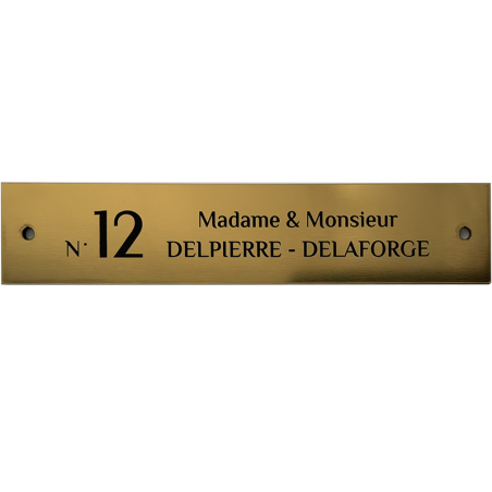 Personalized Gold Brushed House Number Sign – Custom Name Plate 186 x 37 mm