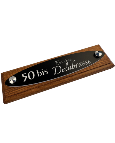 Plaque Maison Ovale Personnalisée Noire | Gravure Blanche | Résistante Intempéries