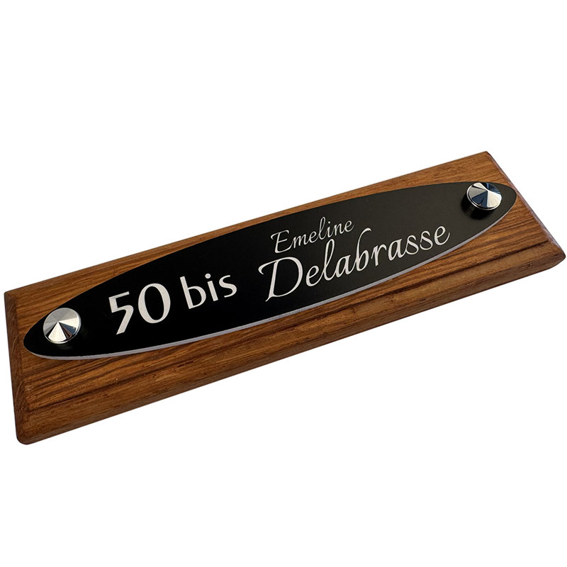 Plaque de Maison Ovale Personnalisée Noire Gravure Blanche – Résistante aux Intempéries – Mur ou Porte