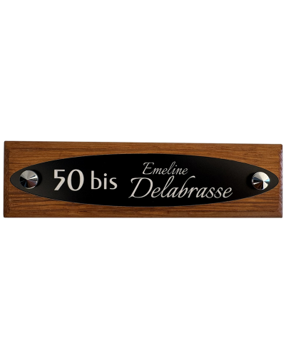 Plaque de Maison Ovale Personnalisée Noire Gravure Blanche – Résistante aux Intempéries – Mur ou Porte