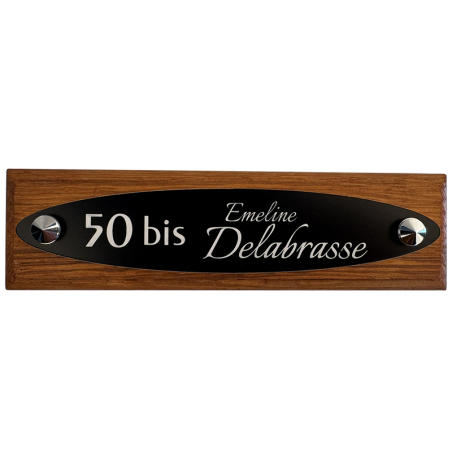 Plaque de Maison Ovale Personnalisée Noire Gravure Blanche – Résistante aux Intempéries – Mur ou Porte