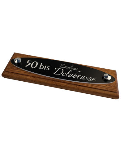 Plaque Numéro Maison Ovale Personnalisée | Gravure Blanche Permanente | Extérieur