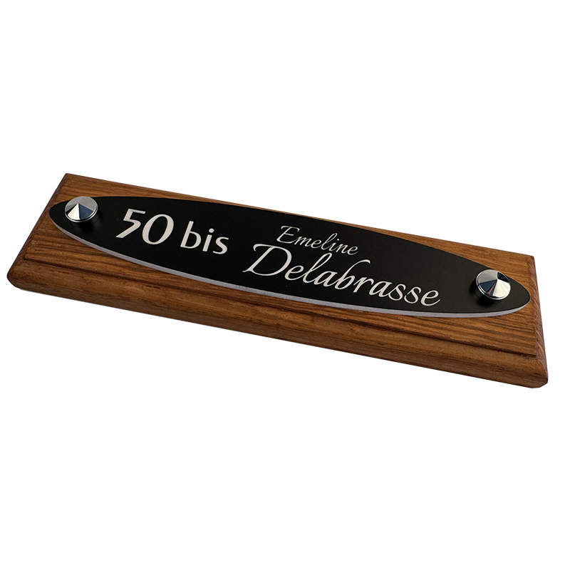 Personalized Oval House Number Sign Black – White Permanent Engraving – Weather Resistant Outdoor Plaque