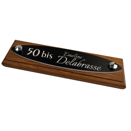 Plaque Numéro Maison Ovale Personnalisée | Gravure Blanche Permanente | Extérieur