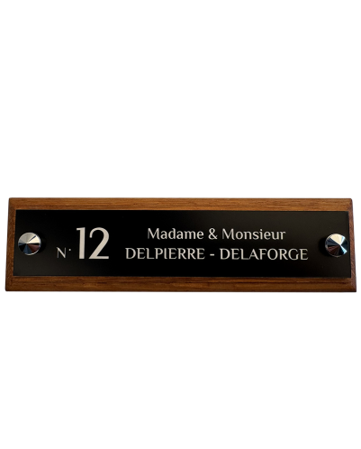 Personalized Rectangular House Number Sign | Black Plaque White Engraving