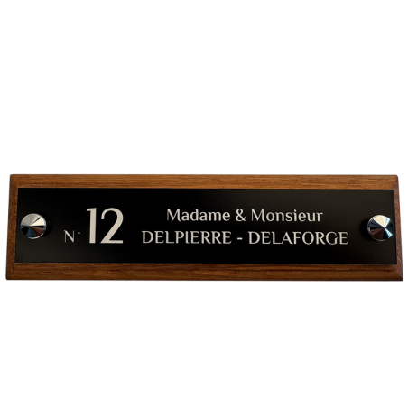 Personalized Rectangular House Number Sign | Black Plaque White Engraving