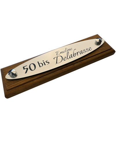 Plaque Numéro Maison Ovale Aluminium Brossé Personnalisée | Nom et Numéro