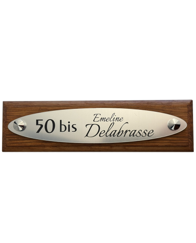 Plaque Numéro de Maison Ovale Personnalisée Style Aluminium Brossé – Plaque Nom de Famille ou Bureau