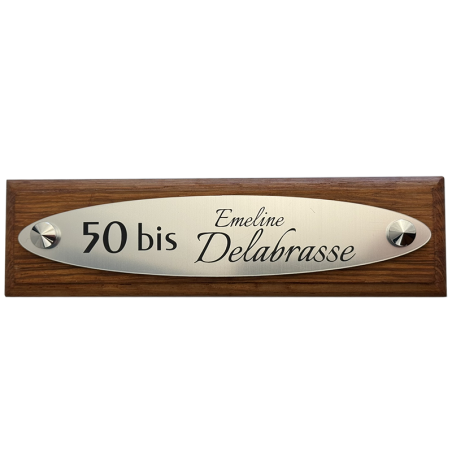 Plaque Numéro de Maison Ovale Personnalisée Style Aluminium Brossé – Plaque Nom de Famille ou Bureau
