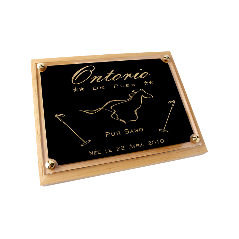 Plaque de box chevaux noir et Or - Série P