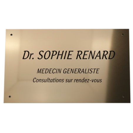 Custom Doctor Sign Brushed Gold 200x300 mm | Professional Engraved Plaque