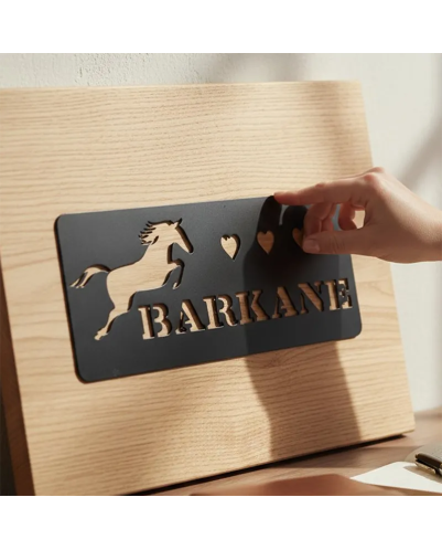 Plaque box cheval 3 cœurs