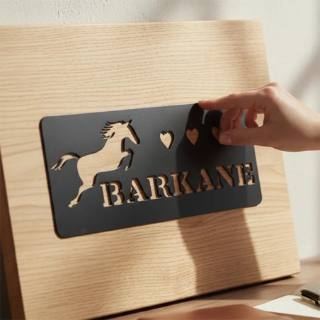 Plaque box cheval 3 cœurs