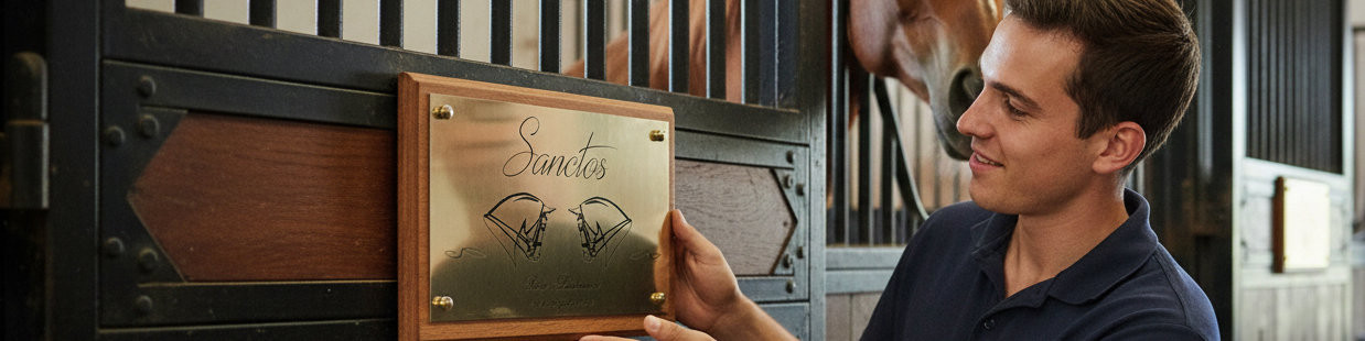 Plaque de box pour chevaux